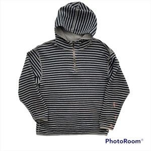 JCrew Women’s XS Reversible Hoodie Stripes on One Side Solid Grey on the other